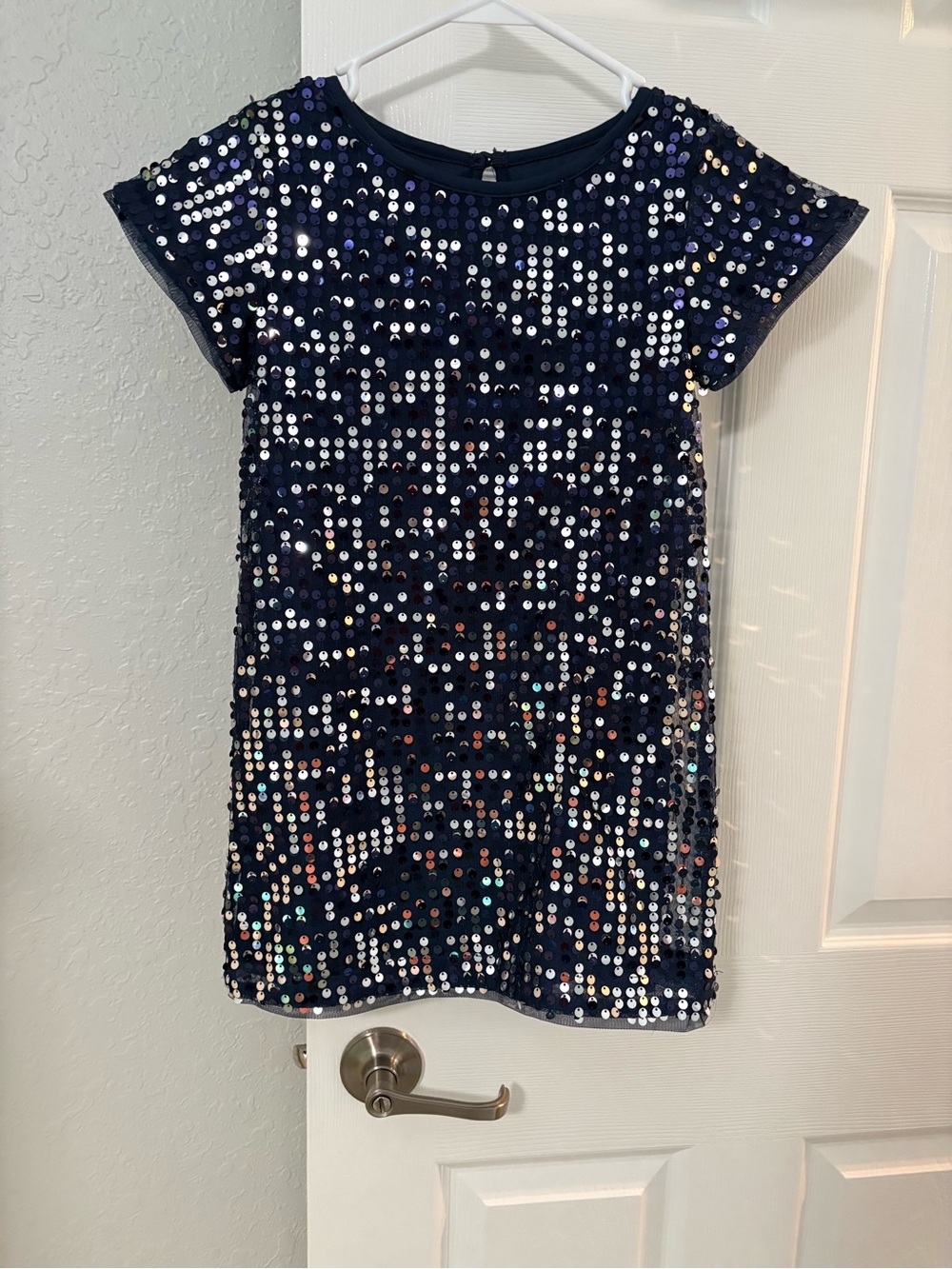 Wonder Nation Girls 6 6X Navy Blue Sequin Holiday Party Shift Dress